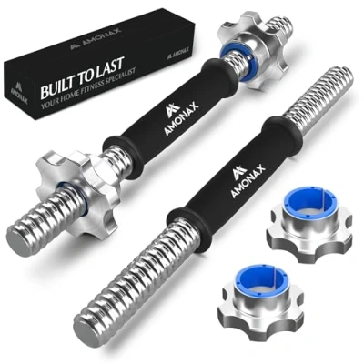 Abbildung von Amonax Gusseisen Hantelstange, 40cm Kurzhantelstange, Hantelgriff Mit 4 Metall Hantel Spinlock Verschlüssen, Dumbbell Bar Für 25mm Standard Gewichtsscheiben, Home Fitness Equipment Heimgewichte