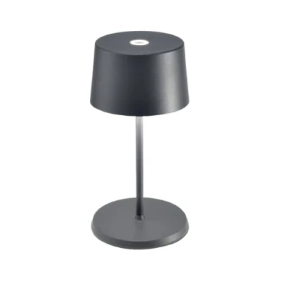 Abbildung von Zafferano, Olivia Mini Lampe, Tragbare und Wiederaufladbare Tischlampe mit Touch Control, Geeignet für Wohnzimmer Außenbereich, Dimmer, 2200 3000 K, Höhe 22 cm, Farbe Dunkelgrau