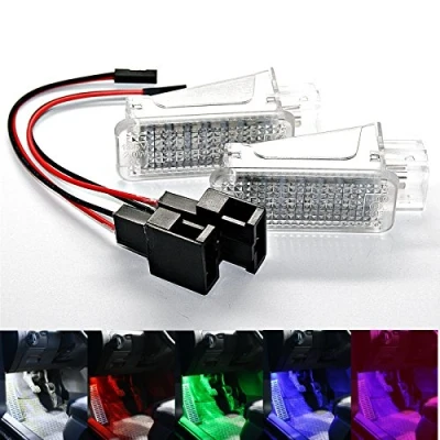 Abbildung von 2x LED Module Fußraumbeleuchtung weiß blau lila grün rot SMD Modul Fußraum Set (blau)