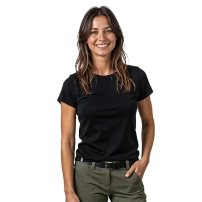 Abbildung von ALPIN LOACKER Merino Shirt Damen Kurzarm Das T für Wandern und Outdoor I atmungsaktives Thermoshirt Sport Unterwäsche Damen, Schwarz L