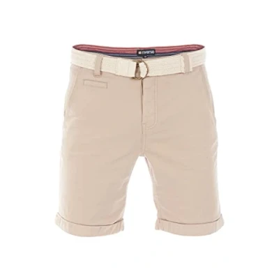 Abbildung von riverso Kurze Hosen Herren Sommer Chino Shorts mit Gürtel Regular Fit RIVHenry Bermuda Stretch, Größe:W 33, Farbe:Sahara Sand Beige