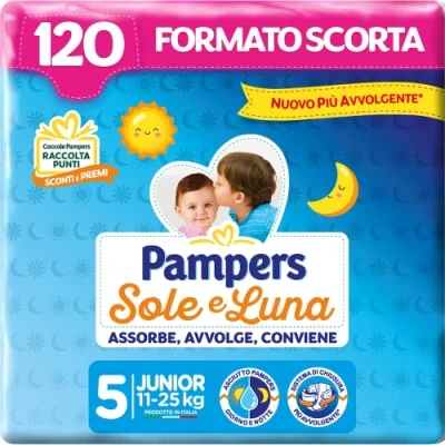 Abbildung von Pampers Sonne und Mond Windeln, Unisex, Junior, Größe 5 (11 25 kg), 120 Windeln