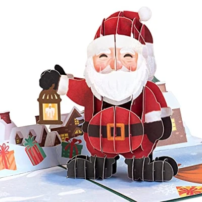 Abbildung von papercrush® Pop Up Karte Weihnachtsmann Lustige 3D Weihnachtskarte für Kinder, Frauen und Männer Handgemachte Frohe Weihnachten Karte, Weihnachtsbillet mit Umschlag