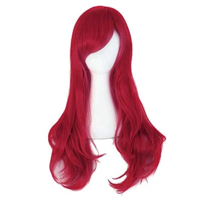 Abbildung von MapofBeauty 28&quot; langes lockiges Haarspitzen Kostüm Cosplay Perücke (dunkelrot)