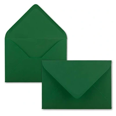 Abbildung von 25 Mini Brief Umschläge Dunkel Grün 5,2 x 7,6 cm Miniatur Kuverts mit Nassklebung für Blumen Grüße, Grußkarten, Anhänger &amp; Geld Geschenke FarbenFroh by GUSTAV NEUSER