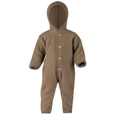 Abbildung von Engel Overall mit Kapuze, 100% Schurwolle Fleece, Natur, Gr. 50/56 86/92, 4 Farben (86/92, Walnuss Melange)