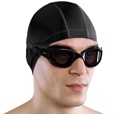 Abbildung von AqtivAqua Polarisiert Schwimmbrille Herren Damen Schwimmbrillen Erwachsene Kinder DX P (Voll Schwarz, Polarisiert)