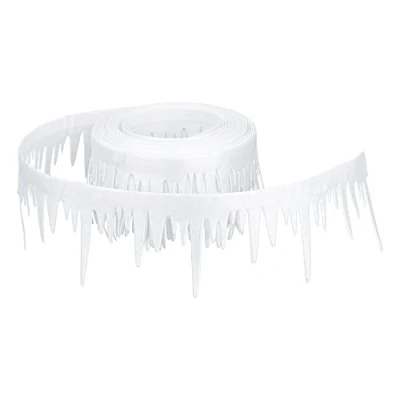 Abbildung von Ideen mit Herz Deko Zierband auf Rolle 4 m lang weiß selbstklebend Satin Optik Girlande Weihnachtsdeko (Eiszapfen cm breit)
