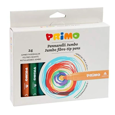 Abbildung von PRIMO 96 Filzstifte mit Grober Spitze 7,6 mm für Kinder ab 3 Jahren, Mehrfarbig, Farben zum Malen, Zeichnen und Kreative Arbeiten, Schreibwaren Schule, keine Flecken
