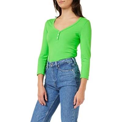 Abbildung von Tommy Hilfiger Damen Langarmshirt Slim 5X2 Rib Basic, Grün (Spring Lime), L