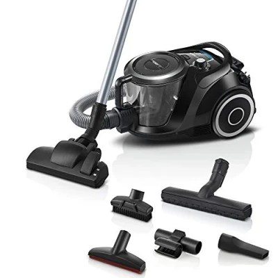 Abbildung von Bosch Staubsauger beutellos Serie 6 BGC41XSIL, Bodenstaubsauger, ideal für Allergiker, Hygiene Filter, Parkett, Teppich, Fliesen, Fugendüse, extra leise (68 dB), langes Kabel, 700 W, schwarz