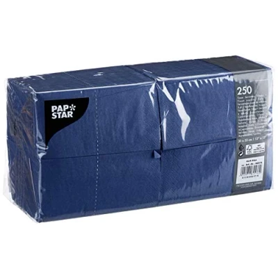 Abbildung von Papstar 84576 250 Servietten, 3 lagig 1/8 Falz 33 cm x cm, dunkelblau