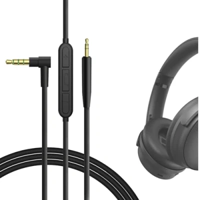 Abbildung von Geekria QuickFit Audio Kabel Kompatibel mit Bose QuietComfort 45, QC 35 Series II, 35, 25 Kopfhörer, 2.5mm AUX Ersatz Stereokabel für Kopfhörer Inline Mikrofon (1.2m)