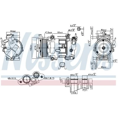 Abbildung von NISSENS 890606 Kompressor 5SEL09C 12 PAG 46 R 134a PEUGEOT: 208 I Hatchback, 2008 Estate, CITROËN: C3 II