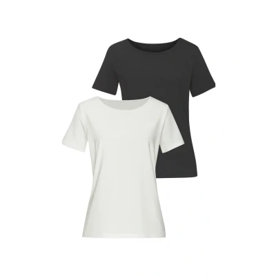 Abbildung von LASCANA T Shirt »mit U Boot Ausschnitt«, (2er Pack), aus elastischer Baumwoll Modal Qualität