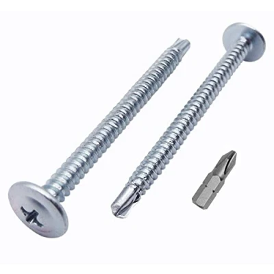 Abbildung von (150 Stück) Verzinkter Stahl 4,2 x 60 mm Schrauben, Kreuzschlitz modifizierter Halsspannkopf, Selbstbohrende Blechschraube, Selbstschneidend (150, mm)