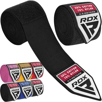 Abbildung von RDX 4.5m Profi Boxbandagen Boxen MMA Muay Thai, Elastisch Handbandagen Mit Daumenschlaufe, Lang Innenhandschuhe Baumwolle, Kickboxen Thaiboxen Boxsack Punchingbälle Training, Hand Wraps Manner Damen