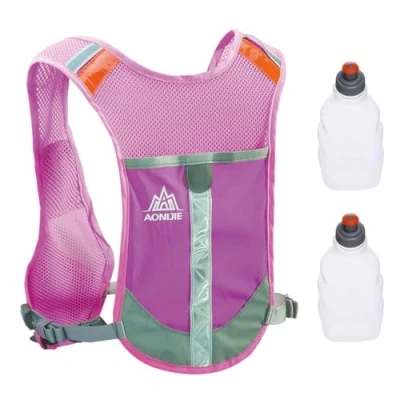 Abbildung von TRIWONDER Laufrucksack, Leichter Trinkrucksack, Trailrunning Rucksack, Trinkweste für Laufen Marathon Sport (Rose Red mit 2 Wasserflaschen)