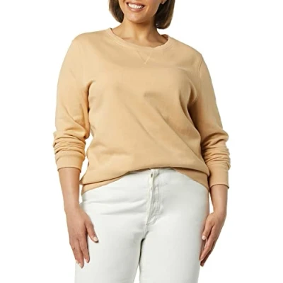 Abbildung von Amazon Essentials Damen Sweatshirt Aus French Terry Fleece Mit Rundhalsausschnitt (In Übergröße Erhältlich), Helles Kamelbraun, XXL