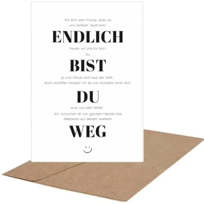 Abbildung von CJ&amp;M Lustige Abschiedskarte für Kollegen, Abschiedsgeschenk Geschenk zum Jobwechsel, Ruhestandskarte, Rentenkarte, Abschiedsarbeitskarte