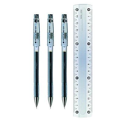 Abbildung von Pilot G Tec C4 Tintenroller Gel Micro, 0,4 mm Spitze Fineliner Schwarz (3 Stück + gratis Lineal)