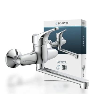 Abbildung von Schütte Spültischarmatur »Attica«, schwenkbarer Wasserhahn Küche für Wandmontage, Chrom, Hochdruck