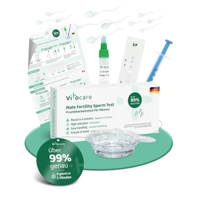 Abbildung von vitocare Spermatest für Männer diskret Zuhause, Fruchtbarkeitstest Männer, Kinderwunsch Mann, Sperma Test nach Vasektomie, Spermientest Fertilität