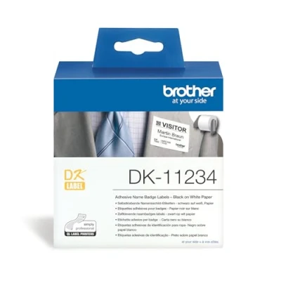 Abbildung von Original Brother DK 11234 selbstklebende Einzeletiketten schwarz auf weiß (Papier) 60 x 86 mm , 260 Stk./Rolle für QL Etikettendrucker geeignet
