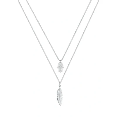 Abbildung von Elli Feder Hamsa Halskette silvercoloured, Damen, Größe: 45, Silver coloured