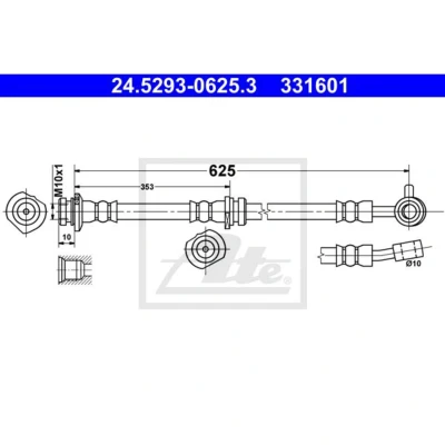 Abbildung von ATE 24.5293 0625.3 Bremsschläuche 625 M10x1