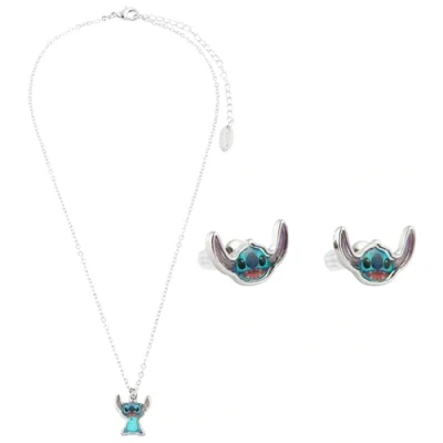 Abbildung von Disney Lilo und Stitch Schmuckset, Mickey &amp; Minnie Mouse Armband Halsband Schmuckkästchen Mädchen Geschenke (Silber Stitch)