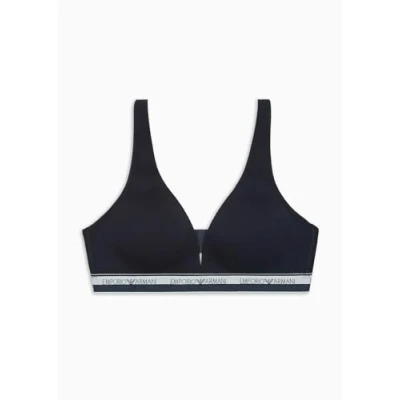 Abbildung von EMPORIO ARMANI Damen Triangel BH aus Stretch Baumwolle mit Logoband, gepolstert, MARINE, M
