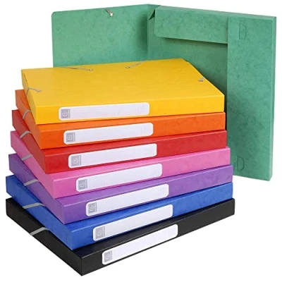 Abbildung von Exacompta 18500H 25er Pack Premium Sammelboxen mit Gummizug 25 mm breit aus extra starkem Colorspan Karton Rückenschild für DIN A4 Archivbox Heftbox Dokumentenbox Zeichenbox farbig sortiert