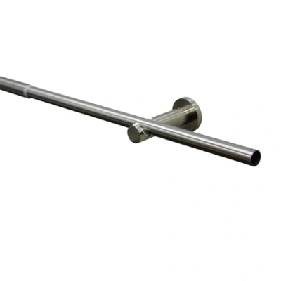 Abbildung von GARDINIA Gardinenstangen Set Sol, 1 läufig, Komplettstilgarnitur inkl. Befestigungsmaterial, Vorhangstange ausziehbar, Ø 16/19 mm, 120 210 cm, Metall, Edelstahl Optik