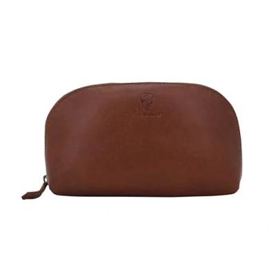 Abbildung von GERMANUS Kosmetiktasche Helge aus echtem Leder, Kulturbeutel, Waschtasche, Schminktasche, Clutch, braun