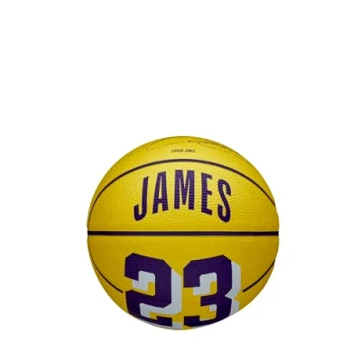 Abbildung von Wilson Basketball, NBA Player Icon Mini, LeBron James, Los Angeles Lakers, Outdoor und Indoor, Größe: 3, Gelb/Lila