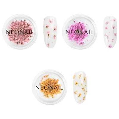 Abbildung von NEONAIL Nail Art Flowers Set Trockenblumen Getrocknete Blumen Nageldesign Zubehör Nageldekorationen Blüten Decoration Gelnägel 3 Farben Rosa, Lila, Orange
