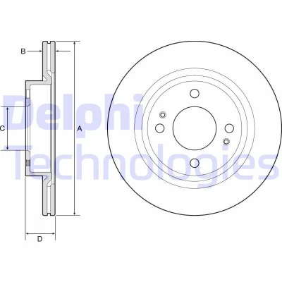 Abbildung von DELPHI BG4830C Bremsscheibe 251 17 4 Belüftet beschichtet unbehandelt ohne Radlager, ABS Sensorring MITSUBISHI: Mirage / Space Star Hatchback