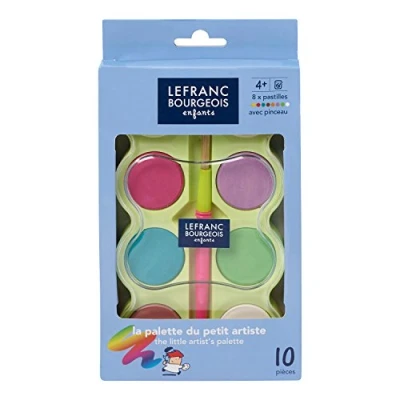 Abbildung von Lefranc &amp; Bourgeois 807347 Wasserfarben Set, 10 Farben Set und Pinsel im Kindermalkasten
