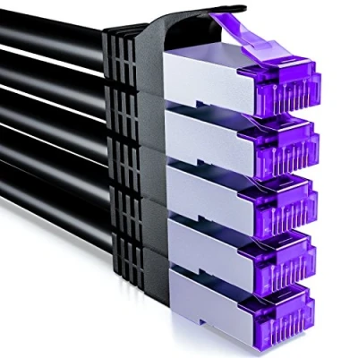 Abbildung von deleyCON 5x 0,25m CAT7 Netzwerkkabel 10 Gigabit Kurzes 25cm RJ45 Patchkabel Ethernet Kabel (Kupfer, SFTP PiMF Schirmung) LAN DSL Switch Modem Router Patchpanel CAT6 CAT5 Schwarz