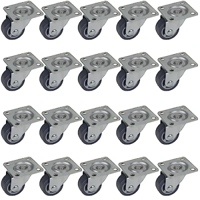 Abbildung von Dörner + Helmer 20er Set Möbel Lenkrollen 30mm mit TPE Rad und Platte, Tragkraft 20 kg/Rolle