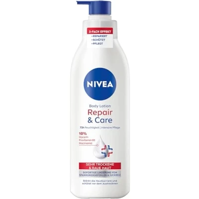 Abbildung von NIVEA Body Lotion Repair &amp; Care, für sehr trockene Haut zur Linderung von Spannungsgefühlen, Körperlotion mit Glycerin, Niacinamid Provitamin B5t (250 ml)