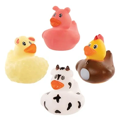 Abbildung von Baker Ross FE326 Bauernhof Gummiente Badespielzeug 8er Pack, Spielzeug für Kleine, Partytütenfüller und Badewannenspielzeug Kinder