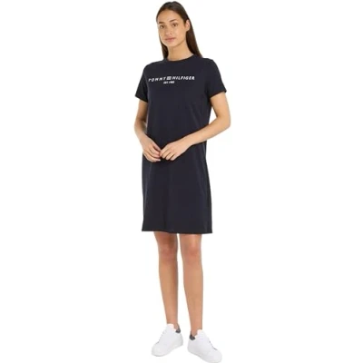 Abbildung von Tommy Hilfiger LOGO Jerseykleid, Damen, Größe: Small, Desert sky