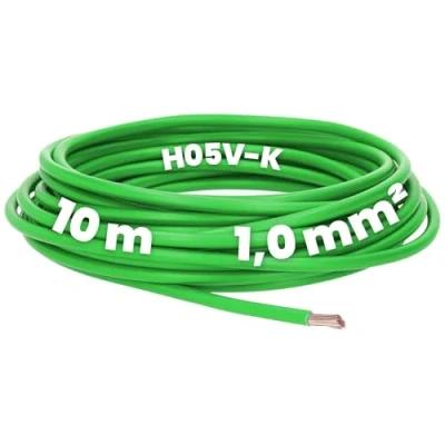 Abbildung von Kalitec 10 Meter H05V K 1 mm² grün Verdrahtungsleitung I Aderleitung flexibel PVC Einzelader Litze 1mm2 Verdrahtung feindrätig Einzelleitung Kabel eindrähtig Schaltdraht