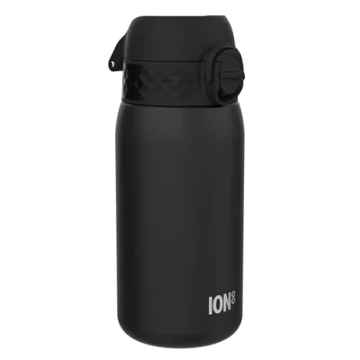 Abbildung von Ion8 Isolierte Edelstahl Trinkflasche, 320 ml, Auslaufsicher, Einhandöffnung, Sichere Verriegelung, Spülmaschinenfest, Klappdeckel, Tragegriff, Leicht zu Reinigen, Langlebig &amp; Kratzfest, Schwarz
