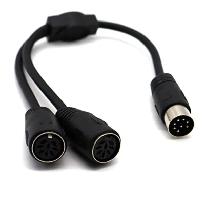 Abbildung von LOKEKE 8 Pin Din MIDI Splitter Cable, DIMI Male to 2 Female Y Cable Cord Wire Audio Socket Compatible with Bang Olufsen PowerLink MK2(8Pin 8Pin)