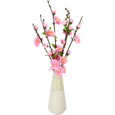 Abbildung von Künstlicher Kirschblütenbund in Vase aus Keramik Künstliche Zweige Kunstblumen Deko Unechte Blumen Kunstblume Frühjahrsdekoration Tischdeko Frühjahr Ostern Floristik