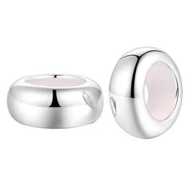 Abbildung von Clip Stopper Charms Sterling Silber Rondelle Spacer Bead Abstandhalter für Pandora Charm Armbänder und viele andere, Farbe
