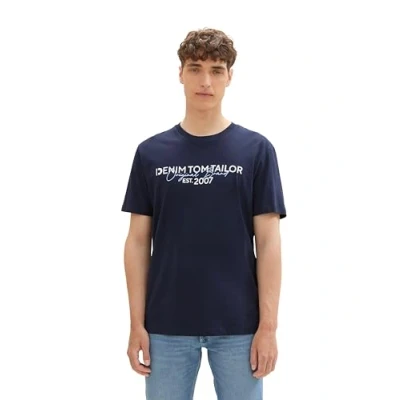 Abbildung von TOM Tailor Denim LOGO Tshirt print, Herren, Größe: Small, Sky captain blue